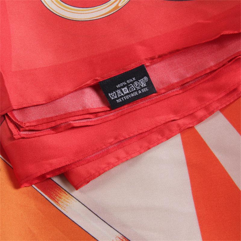 Silk Scarf Women Chain Print Square Scarves Head Echarpes Silk Foulards Femme Wraps Beach Shawls Bandana Lady Hijabs 90CM