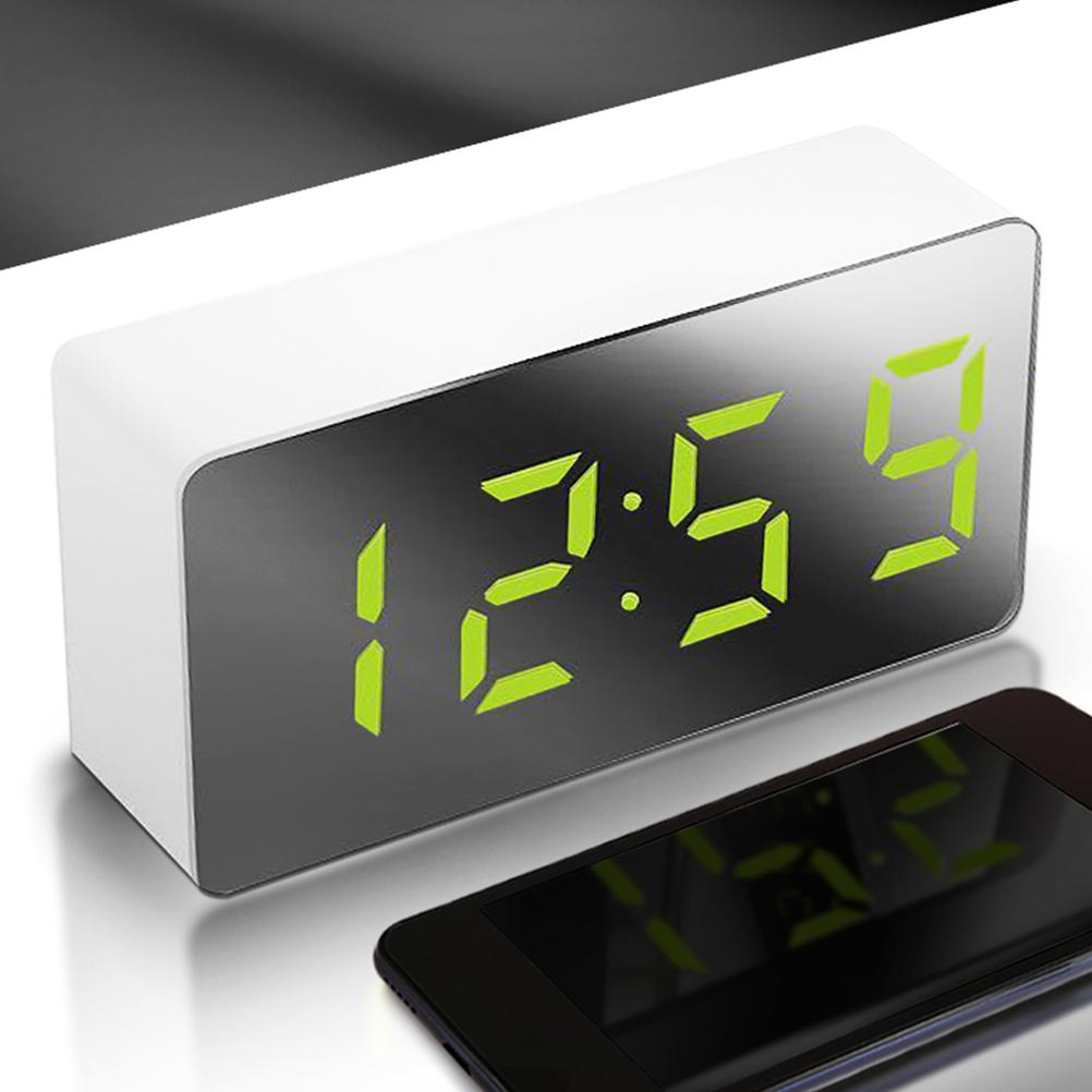 LED Mirror Alarm Clock Digital Alarm Clock Multifunctional Mini Electronic Alarm Clock for Bedroom Living Room Office