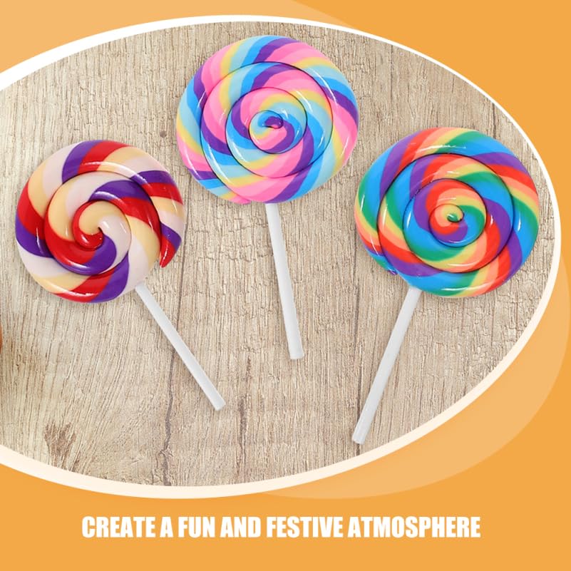 Alasum Miniature Candy Set of 4 Lollipop Vivid DIY Sample Decorations for Pretend Candy Photo Booth Decorations Toys, Charms, Colors, Play,