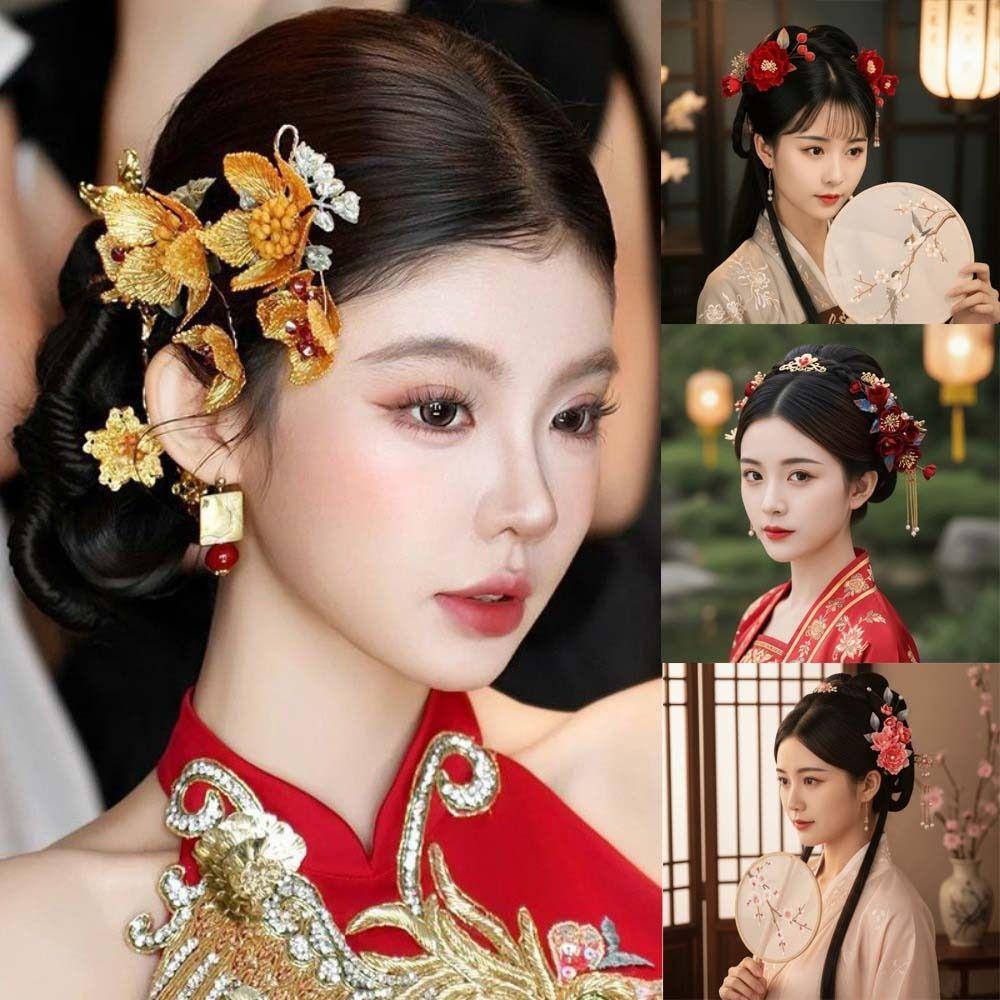 Beads Chinese Ancient Hairpins Beautiful Exquisite Fairy Side Clips Hairstyle Tools