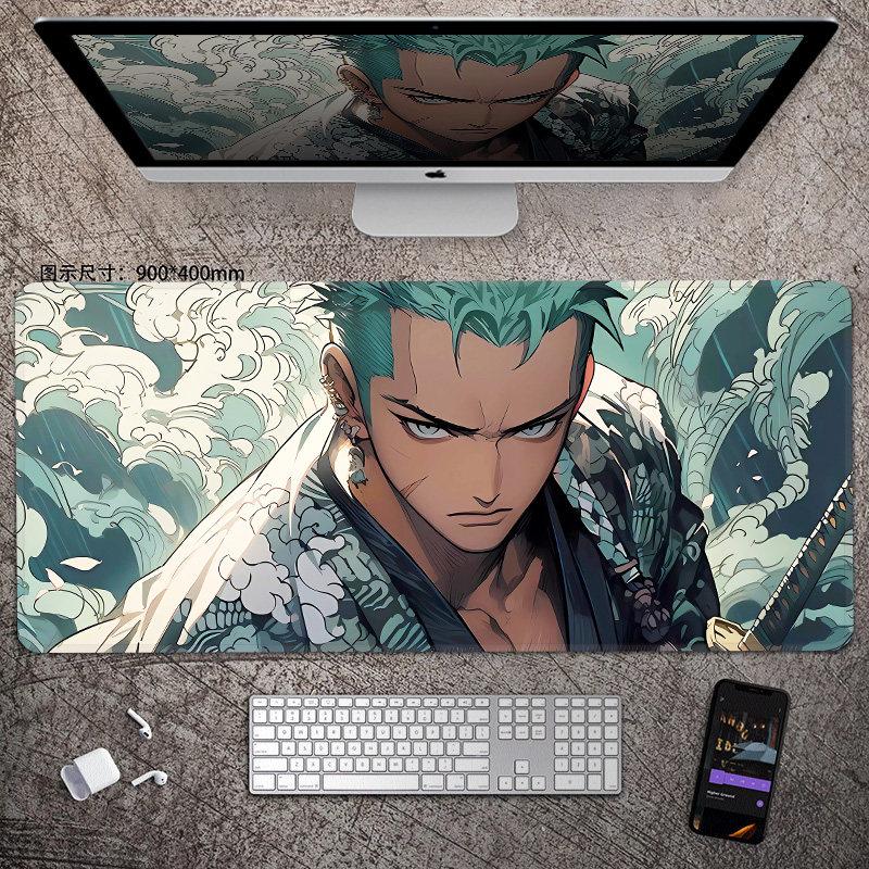 Animation Office Luffy Roronoa Zoro E-sports Gaming Table Mat ONE PIECE Leather Mouse Pad Boys Oversized Computer Keyboard Pad