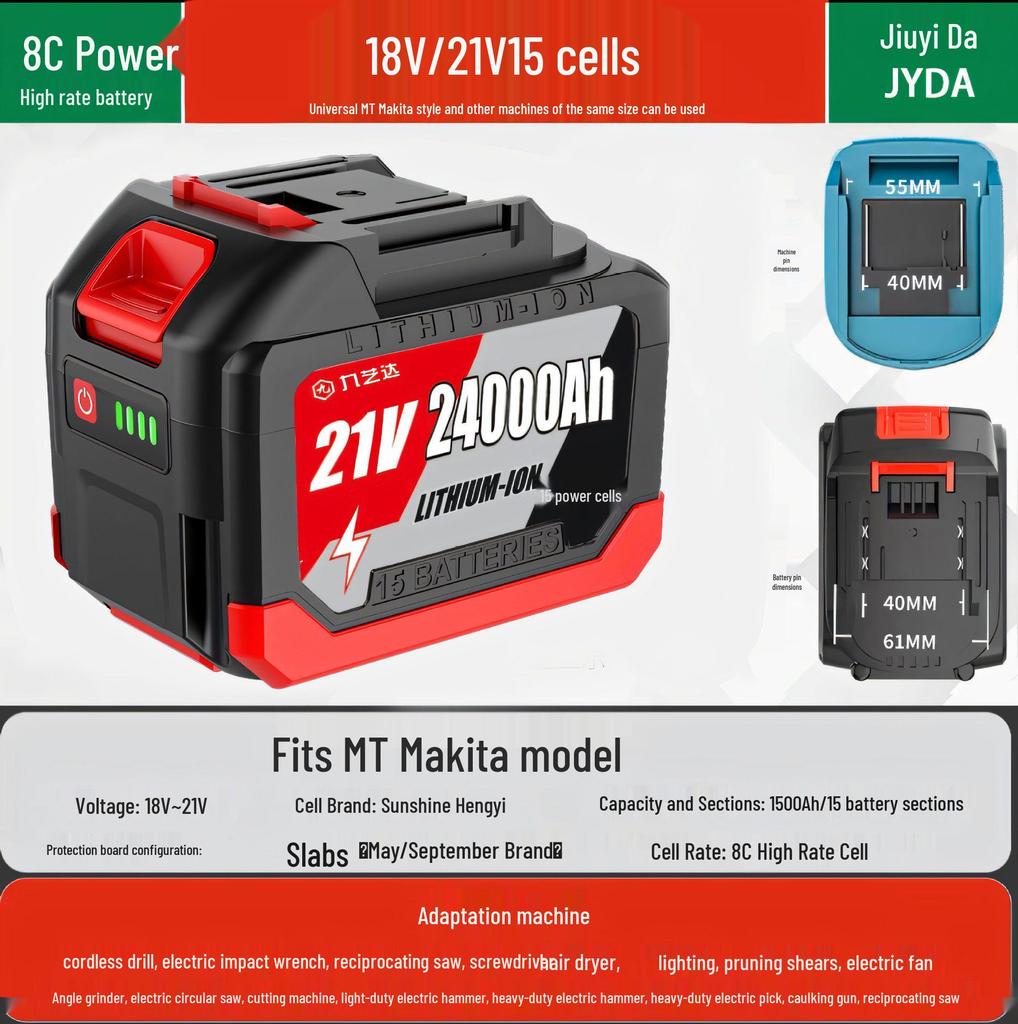 Compatible with Makita 21V Electric Wrench: Battery for Electric Saw, Car Washer, Angle Grinder, and Impact Wrench