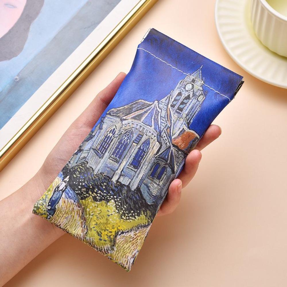 

Oil Painting Pattern Cosmetic Bag The Church At Auvers Eyewear Bag Portable Lipstick Case