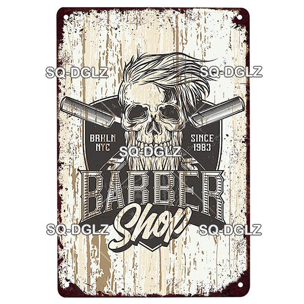 Vintage Metal Tin Sign Retro Barber Shop Wall Decor Aluminum Shaving Haircut Poster Plaque