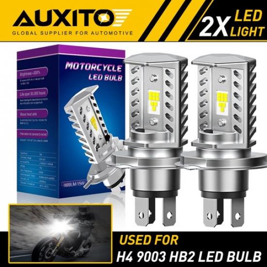 2X 9003 H4 HB2 6500K LED Motorcycle Headlight High Low Beam White