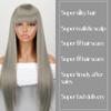 MISS WIG Gray Synthetic Wigs with Bangs for Women Daily Wear Pink Brown Black Soft Long Straight Wig Heat Resistant Fiber Hair