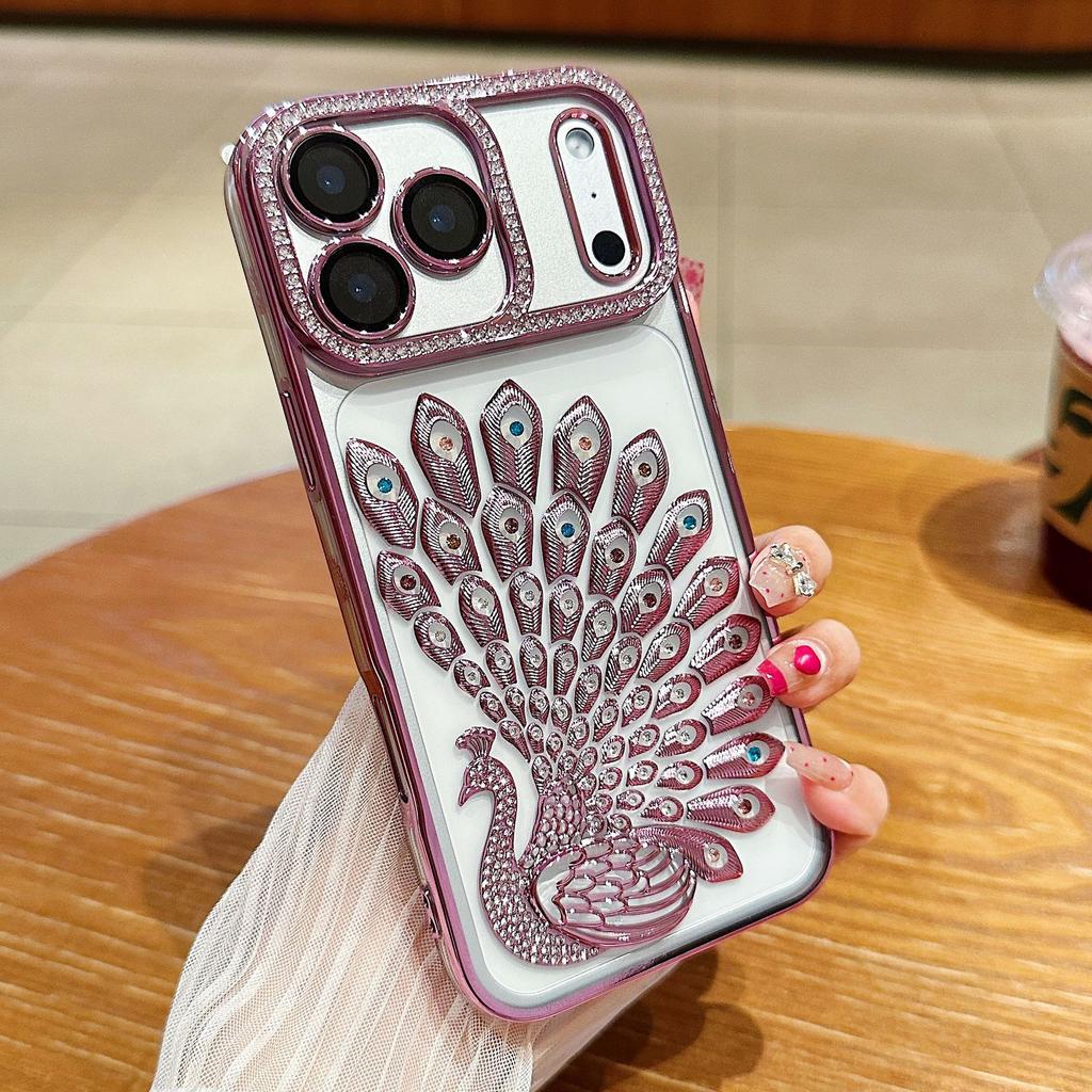 Anwendbar auf Apple 17 ProMax Glitzer Pfau Handyhülle Strass IPhone 16 Neue High-End-Haptik 15 Schutzhülle