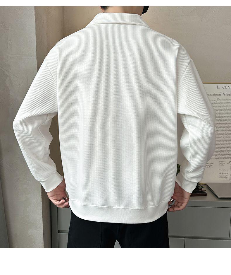 Men's Trendy V-Neck Fleece-Lined Polo Sweatshirt - Autumn/Winter 2025 Collection