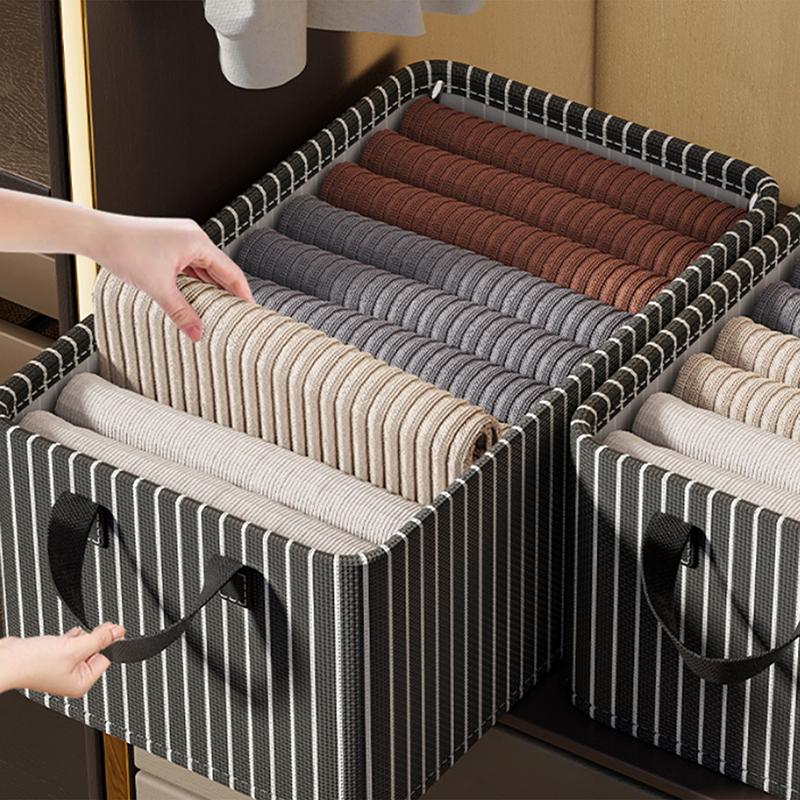 1pc Household Foldable Clothes Storage Box With Steel Frame Storage Box T-shirts And Trousers Storage Box