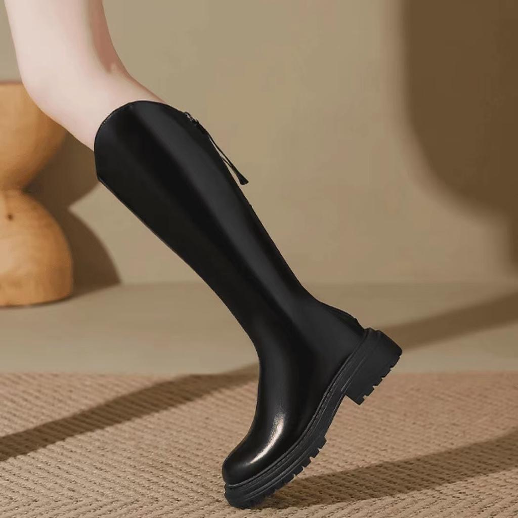 Fashion 2024 Autumn Women'S Rubber Boots Women Shoes Woman Winter Shoes Low Heels Booties Round Toe Rain Mid Calf Long Boots