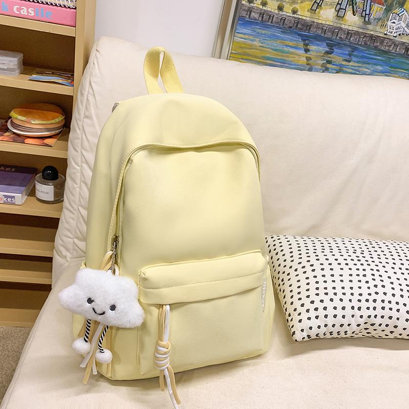 Dopamine Sen College Students' Schoolbags Girls' Schoolbags Korean Travel Trips Niche Pure Color College Style Simple Backpack.
