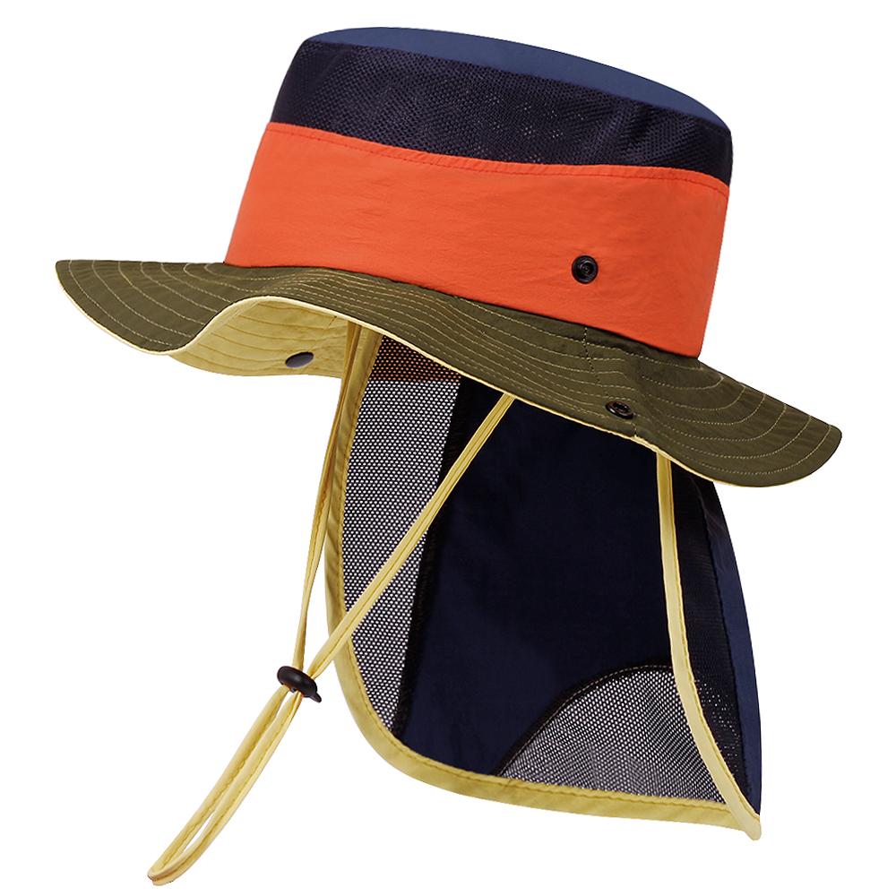 Zomer Kinderen Bucket Hat Met Sjaal Sneldrogend Kinderen Zonnehoeden Nekbescherming Kind Panama Pet Voor Meisjes Jongens Strand Reizen 4-10J