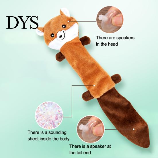 Interactive Animal Shape Dog Toys Crinkle Toy, Plush Squeaky Chew Fox Raccoon for Dogs Squirrel Puppy Teething Toy Small Medium And Large Safe