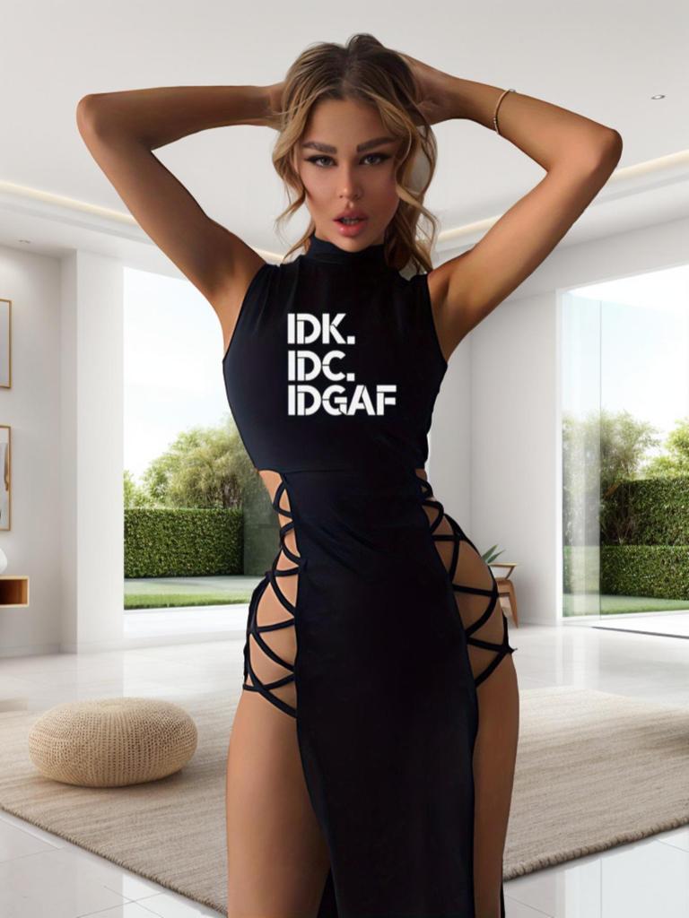 2024 Summer Sexy Tie-Up Tank Top High Slit Print Dress Collection