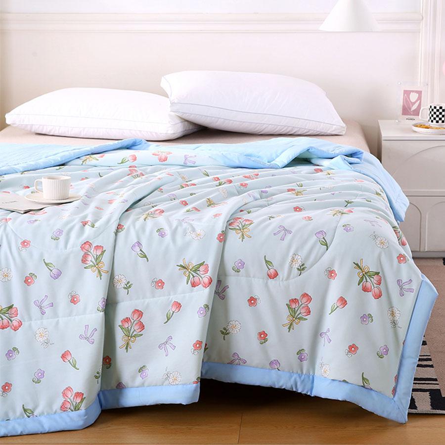 Class A Washed Cotton Summer Quilt Can Be Machine Washable Printed Air Conditioning Quilt Soft Waxy Thin Double Cover Blanket