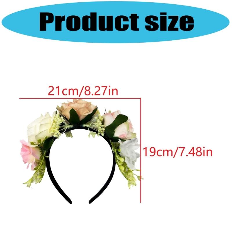 Natural Forest Styles Fabric Flower Hairband Comfortable Garlands Hairhoop For Beach Photography Valentines Day And Event