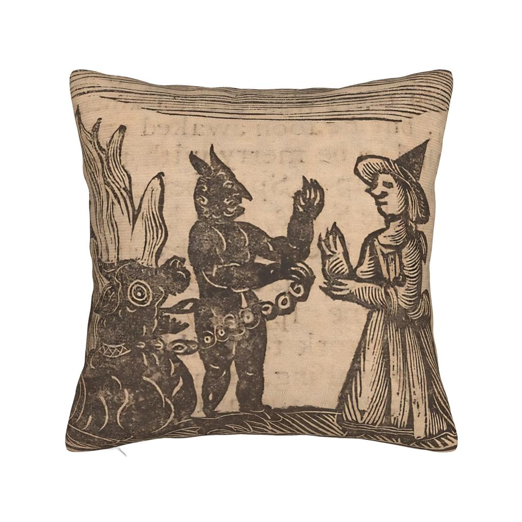 Th Century European Woodcut Prints Pillowcase Printing Polyester Cushion Cover Witches Dance Pillow Case Cover Drop Shipping