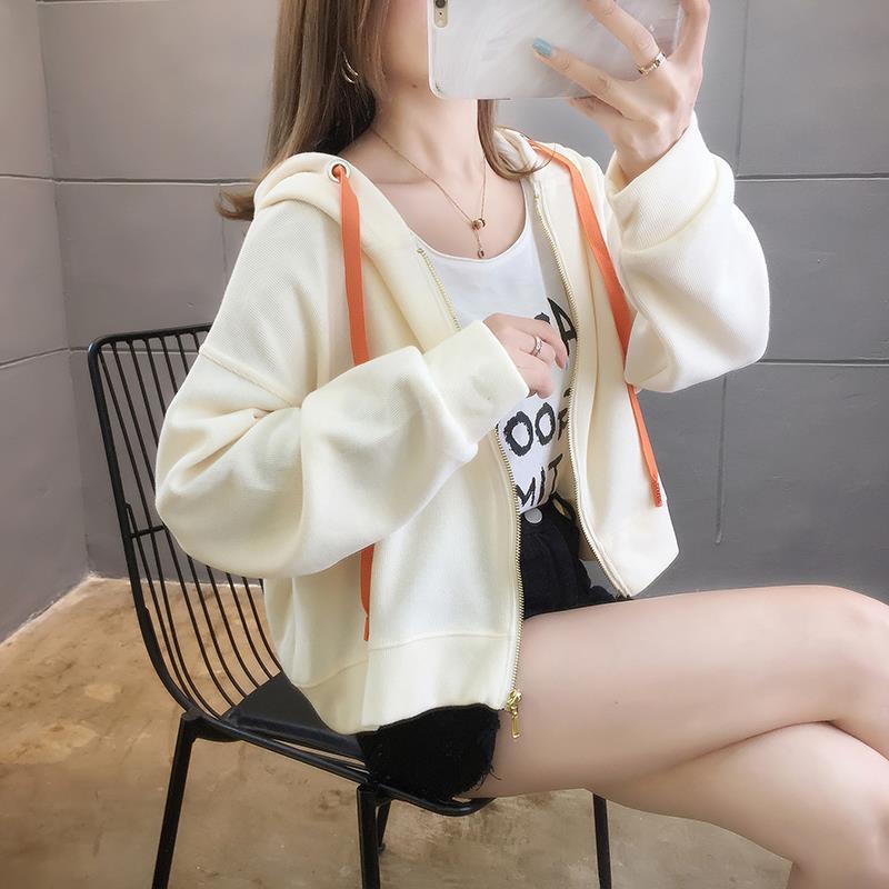 Women's 2024 Korean-Style Loose Hooded Sweatshirt Jacket