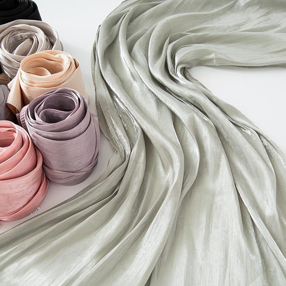 Luxury Chiffon Hijabs Breathable Long Shawl Turban New Women Cool Satin Smooth Crepe