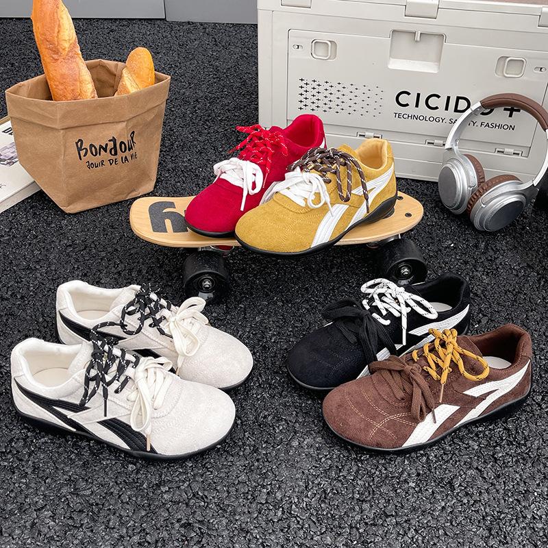 Retro Color Matching Forrest Gump Shoes Women's Summer 2025 New Fashion Versatile Sports Leisure Lightweight Lace-up German Training Shoes