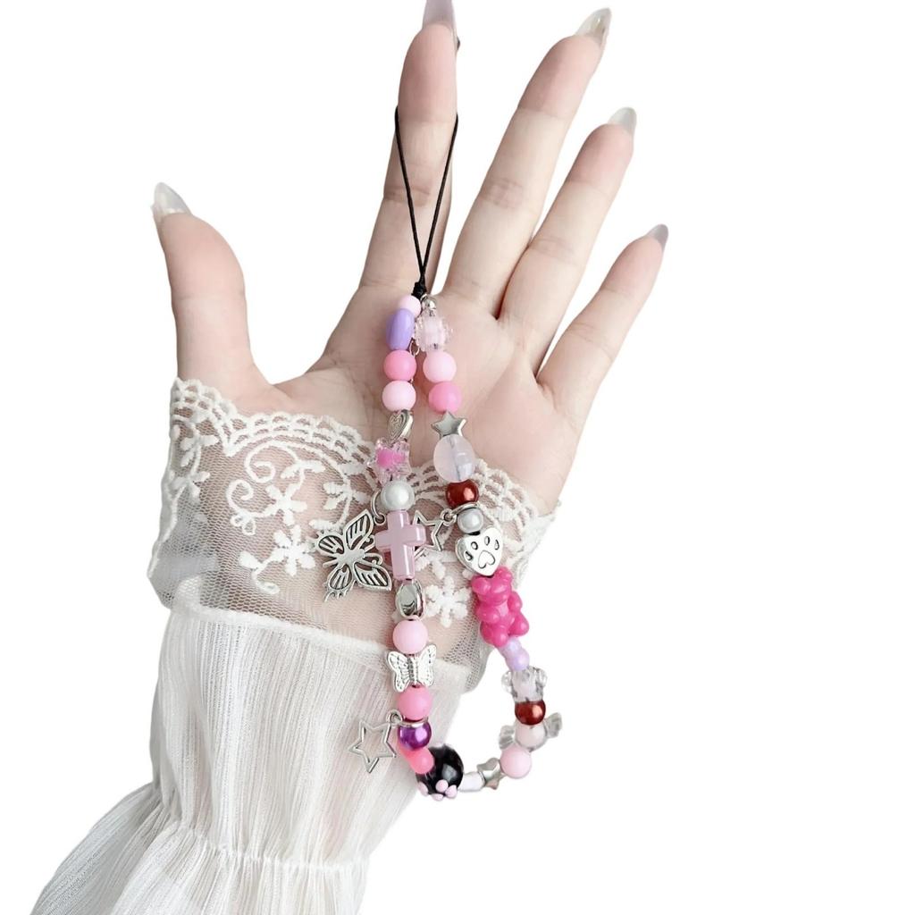 Beaded Phone Lanyard Fashion Phone Charm Strap Multiple Use Accessories for Keychain Smartphone Decoration Everyday Use
