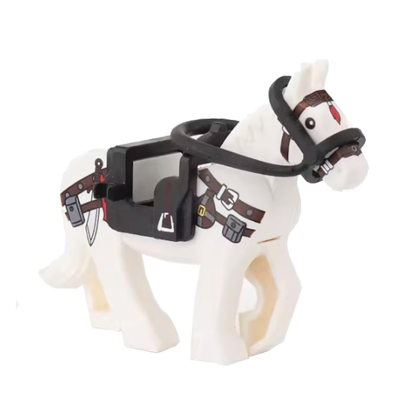 Single Sell Medieval Knight War Horses Wolves Tiger Bears Deer Dragon Animal Decorative Toy Moc Building Block Rope Saddles K039