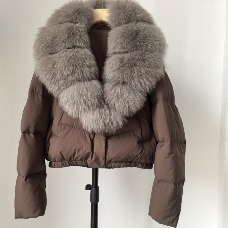 Womens Short Down Coat With Real Fox Fur Collar Lightweight Warm Winter Jacket Urban Commute Casual Wear