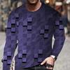 3D Print Long Sleeve Crew Neck Chic Geometric T-shirt for Men  Stylish Spring Fall Essential  Comfortable Daily Wear