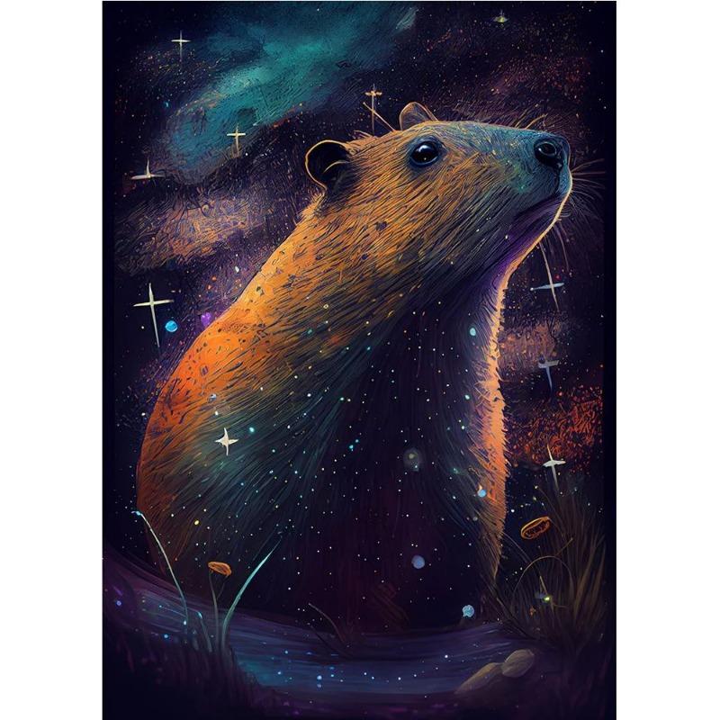 Cute space astronaut kapibara portrait poster print canvas painting funny animals wall art for children's bedroom decorating home