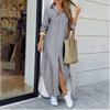 2025 European & American Women's Spring/Summer Fashion Print Maxi Shirt Dress