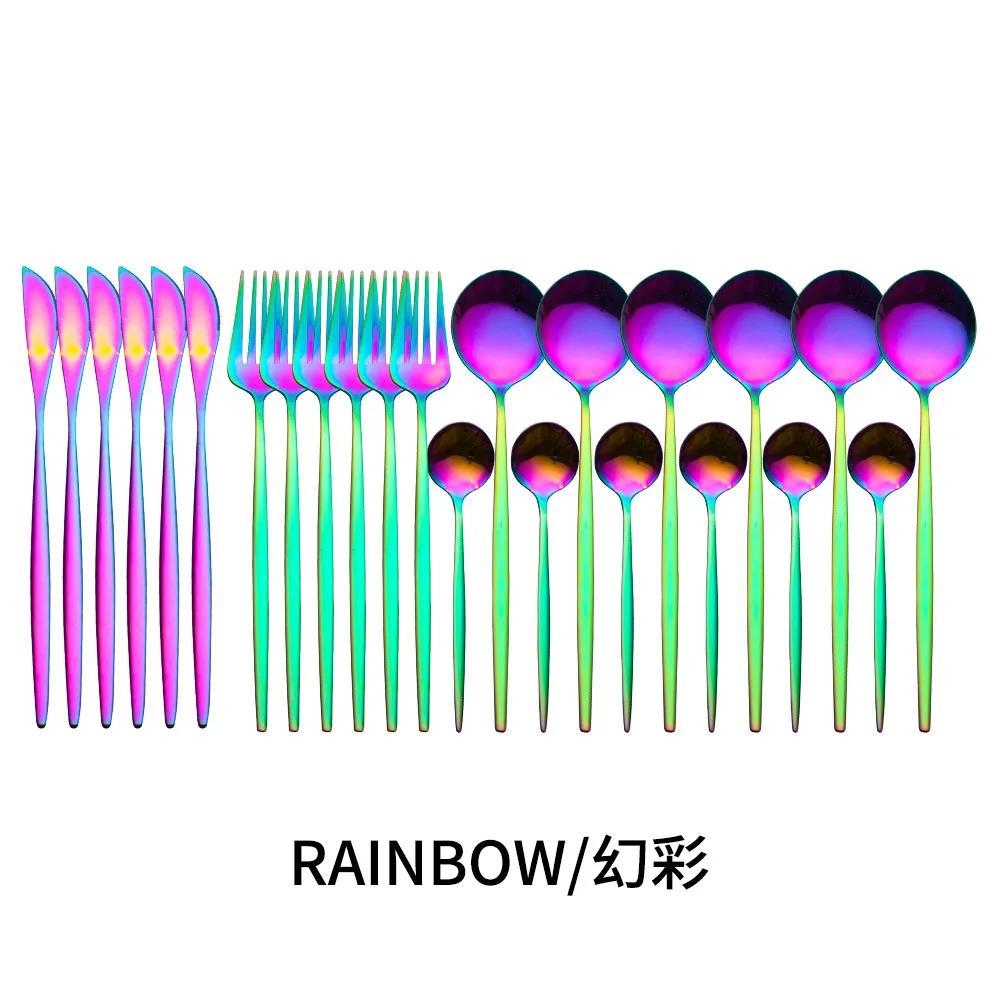 24-teiliges Gold-Geschirrset, Edelstahl-Geschirrset, Messer, Gabel, Löffel, Besteckset, spülmaschinenfest, Besteck