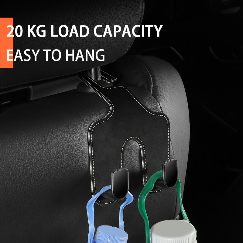 SEAMETAL Car Seat Headrest Hook PU Leather Phone Holder Auto Seat Back Mount Organizer Car Interior Hanger