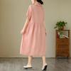 Short Sleeve Plus Size Cotton Vintage New In Dresses for Women Casual Loose Long Summer Dress