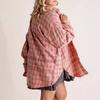 Womens Autumn and Winter Updated Style Rosted Lantern Sleeve Comfortable Fit Plaid Blouse