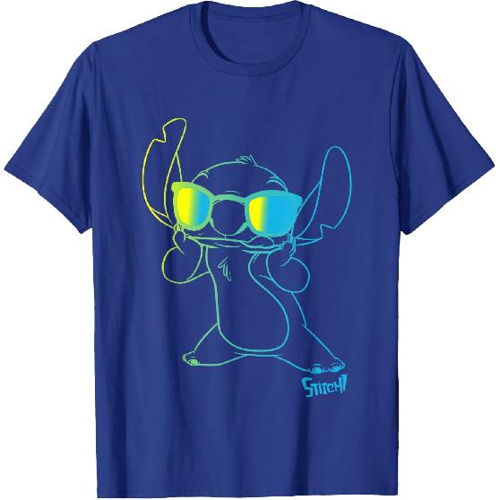 Disney Lilo & Stitch Cool Stitch Neon Outline Chest Portrait T-Shirt