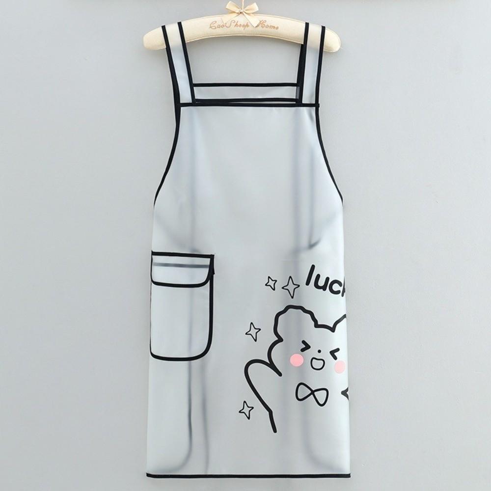 Cartoon Sleeveless Waterproof TPU Apron Dirt-Proof Transparent Oil Resistant Apron Lightweight Cleaning Aprons Kitchen Use
