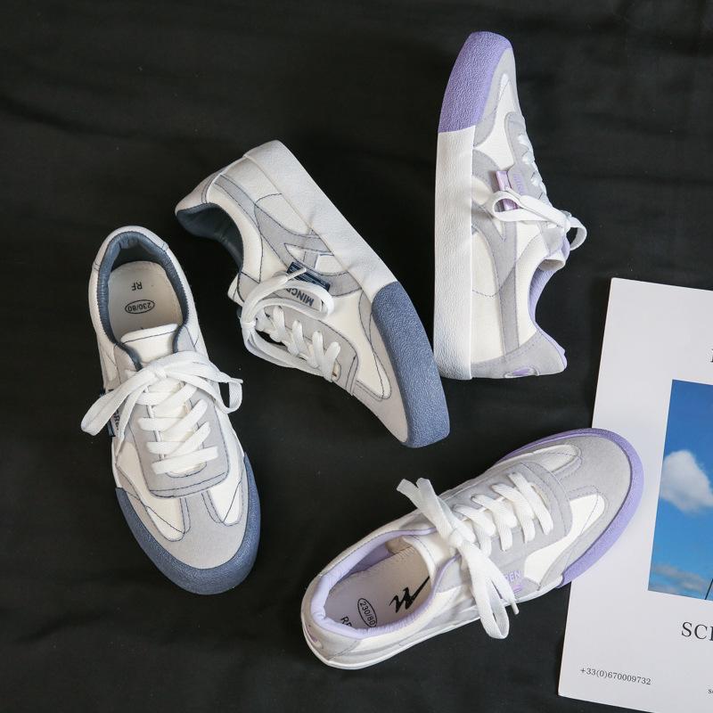 Triple Canvas Korean Style Casual White Sneakers for Female Students - WDSW-90001