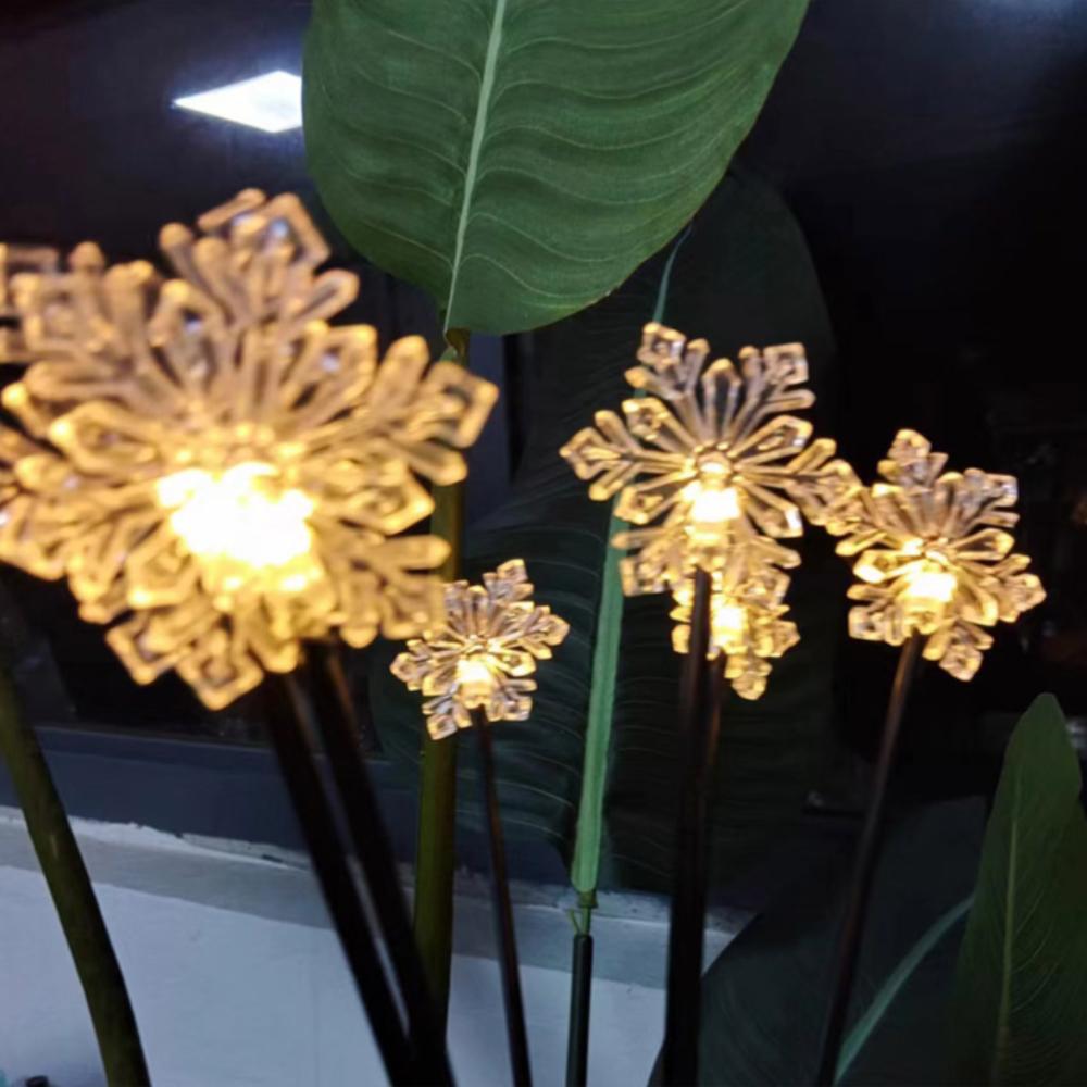 1PC Snowflake Solar Christmas Decorations 2 Modes Swaying Garden Lights Outdoor Pathway Solar Lawn Decor Stake Light Warm Light