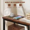 Side Table, Narrow Bedside Table with Charging Station, 2 Drawers, AC Outlet and 2 USB Ports for Living Room, Bedroom