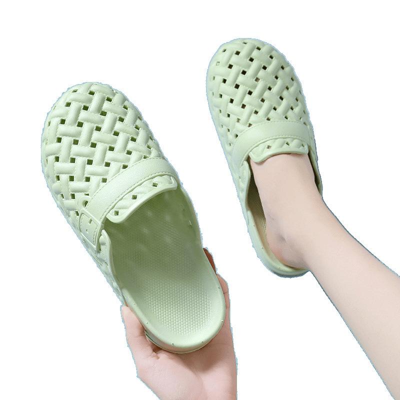 Summer Women's Shoes Hole Shoes Bag Head Slippers Non-slip Hollow Beach Shoes Bathroom Fashion Home Wear Waterproof Super Soft