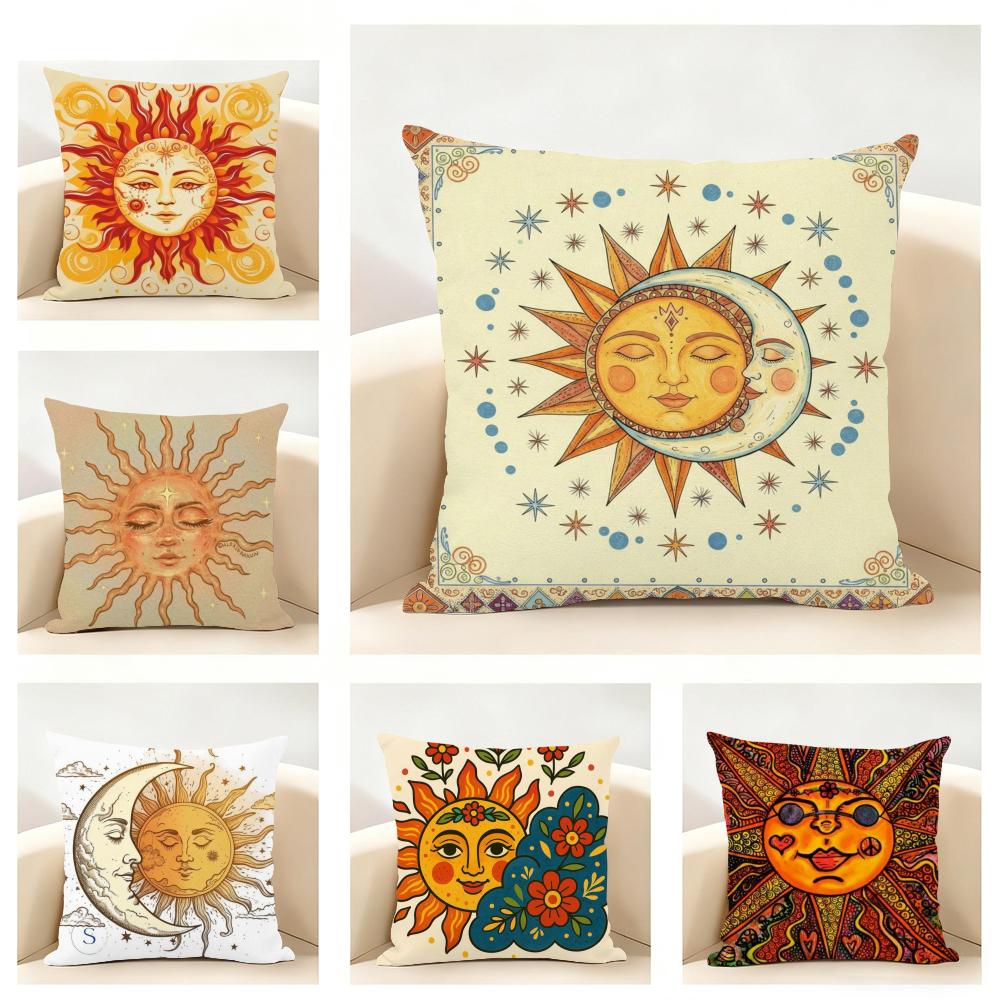 SHine BBohemian Ethnic Design Art Cushion Cover Linen Pillowcase Soft for Sofa Bed Home Room Decor