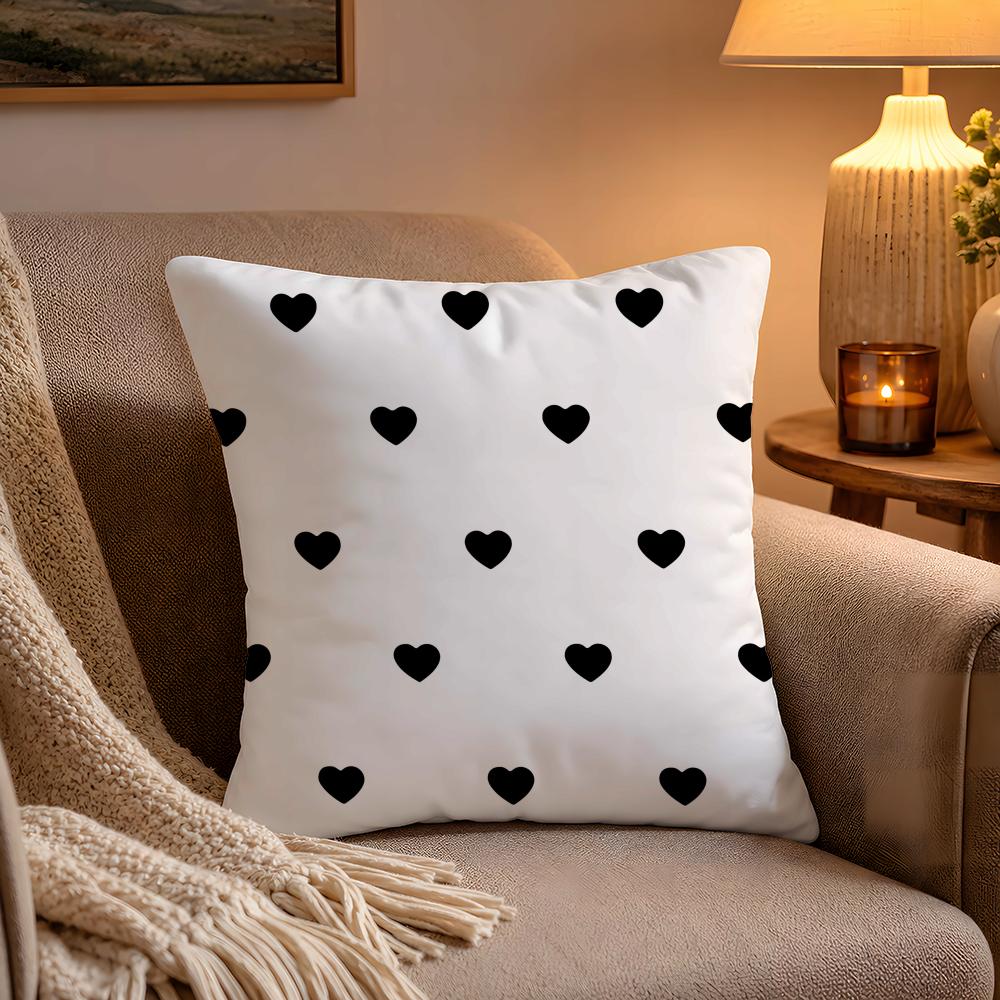 Love Print Pattern Pillow Case Soft Plush Cushion Cover Double Print and Invisible Zipper for Sofa Home Car Use