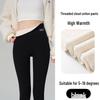 High Waist Warm Fleece-Lined Leggings - Vertical Stripe, Matte, Slimming Cotton for Autumn/Winter