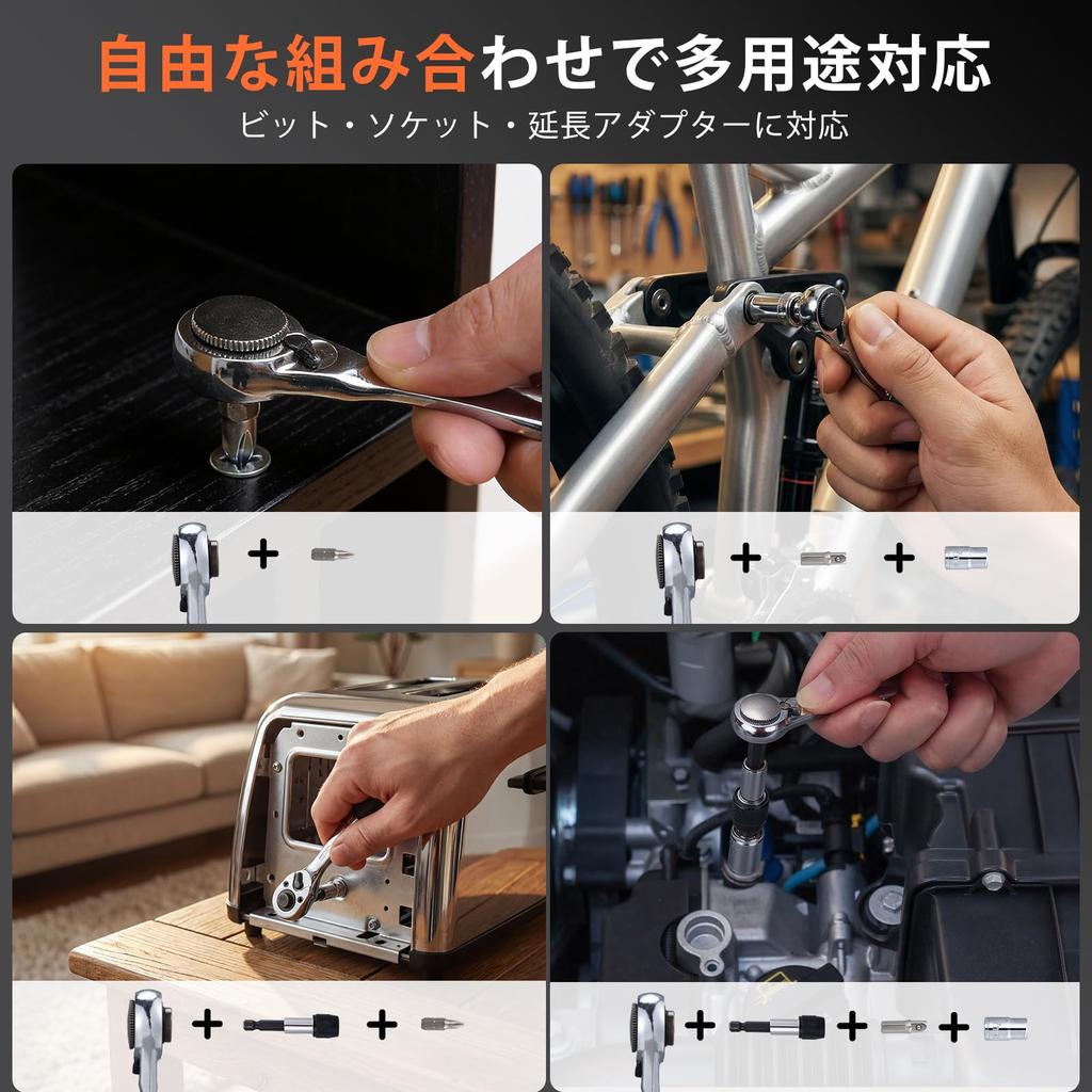 Katerk Ratchet Wrench and Screwdriver Socket Wrench Fine Sockets Ratchet Easy Garage Tool Quick Release Ideal for Tight Spaces 28-in-1 Set, Set,