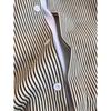 Black White Striped Long Sleeve Loose Fit Polo Shirt For Women Couple Casual Top