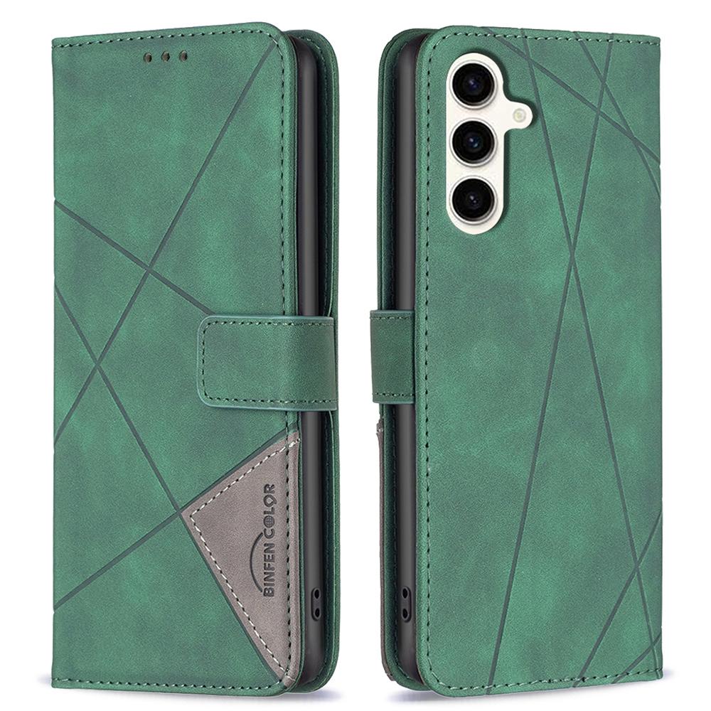 For Samsung Galaxy M35 5G Phone Cases Wallet Stand Geometry Imprint Leather Cover