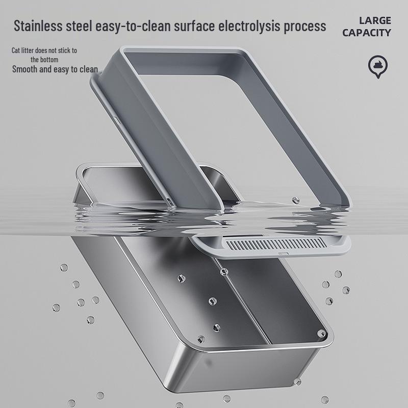 Luxuriöse spritzwassergeschützte Katzentoilette mit großem Raum, hohem Rand und Edelstahleinsatz für Weihnachten