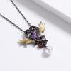 Pearl Pendant Female Elegance Zircon Jewelry Inlaid Sweater Chain Black Gold Love Necklace High Quality Two-Color Purple