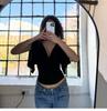 Women's European Deep V-Neck Short Sleeve Tie-Waist Slim-Fit Summer Top