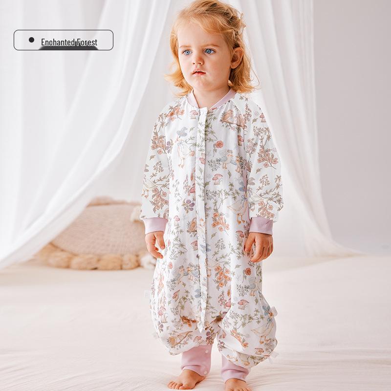 

Детский хлопковый спальный мешок-комбинезон - Весна/Осень, Защита от пинков, Двухслойный, Четыре сезона, Детская пижама 100 (Recommended height 95-105 cm)